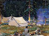 John Singer Sargent Canvas Paintings - Camping at Lake O'Hara